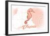 Virginia - Seahorse - Coral - Coastal Icon-Lantern Press-Framed Art Print