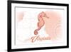 Virginia - Seahorse - Coral - Coastal Icon-Lantern Press-Framed Premium Giclee Print