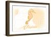 Virginia - Seahorse - Yellow - Coastal Icon-Lantern Press-Framed Art Print
