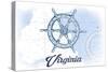 Virginia - Ship Wheel - Blue - Coastal Icon-Lantern Press-Stretched Canvas