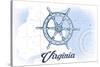 Virginia - Ship Wheel - Blue - Coastal Icon-Lantern Press-Stretched Canvas