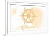 Virginia - Ship Wheel - Yellow - Coastal Icon-Lantern Press-Framed Art Print