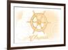 Virginia - Ship Wheel - Yellow - Coastal Icon-Lantern Press-Framed Art Print