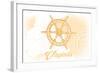 Virginia - Ship Wheel - Yellow - Coastal Icon-Lantern Press-Framed Art Print