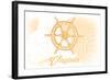 Virginia - Ship Wheel - Yellow - Coastal Icon-Lantern Press-Framed Art Print