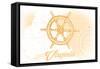 Virginia - Ship Wheel - Yellow - Coastal Icon-Lantern Press-Framed Stretched Canvas