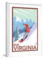Virginia - Snowboarder Scene-Lantern Press-Framed Art Print