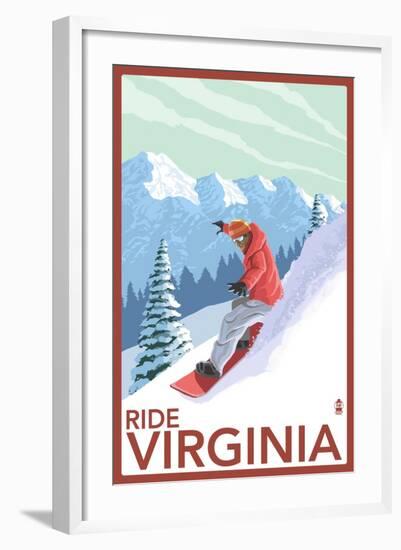 Virginia - Snowboarder Scene-Lantern Press-Framed Art Print