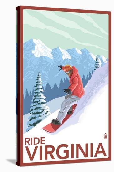 Virginia - Snowboarder Scene-Lantern Press-Stretched Canvas