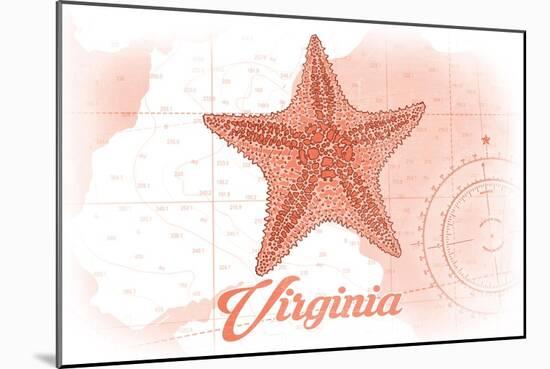 Virginia - Starfish - Coral - Coastal Icon-Lantern Press-Mounted Art Print