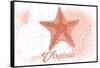 Virginia - Starfish - Coral - Coastal Icon-Lantern Press-Framed Stretched Canvas