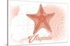 Virginia - Starfish - Coral - Coastal Icon-Lantern Press-Stretched Canvas