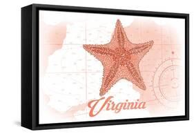 Virginia - Starfish - Coral - Coastal Icon-Lantern Press-Framed Stretched Canvas