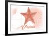 Virginia - Starfish - Coral - Coastal Icon-Lantern Press-Framed Art Print