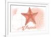 Virginia - Starfish - Coral - Coastal Icon-Lantern Press-Framed Premium Giclee Print