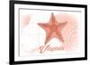 Virginia - Starfish - Coral - Coastal Icon-Lantern Press-Framed Premium Giclee Print