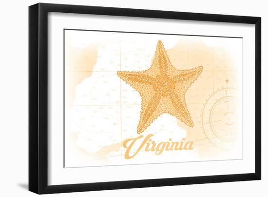 Virginia - Starfish - Yellow - Coastal Icon-Lantern Press-Framed Art Print