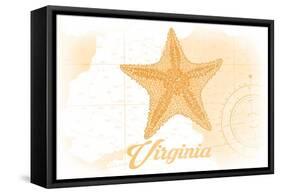 Virginia - Starfish - Yellow - Coastal Icon-Lantern Press-Framed Stretched Canvas