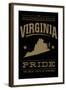 Virginia State Pride - Gold on Black-Lantern Press-Framed Art Print