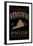 Virginia State Pride - Gold on Black-Lantern Press-Framed Art Print