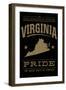 Virginia State Pride - Gold on Black-Lantern Press-Framed Art Print