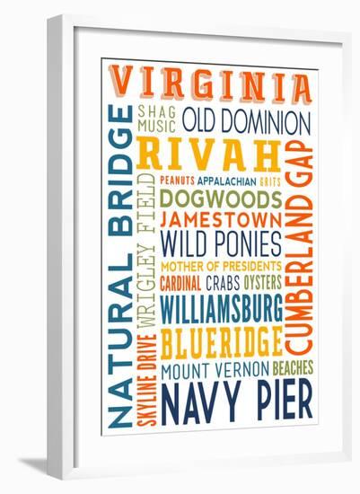 Virginia - Typography-Lantern Press-Framed Art Print