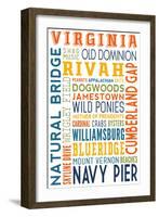 Virginia - Typography-Lantern Press-Framed Art Print