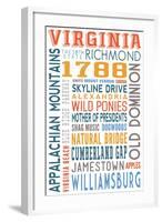 Virginia - Typography-Lantern Press-Framed Art Print