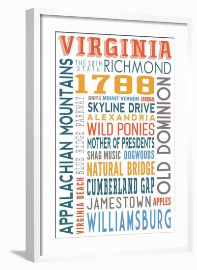 Virginia - Typography-Lantern Press-Framed Art Print