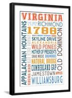 Virginia - Typography-Lantern Press-Framed Art Print