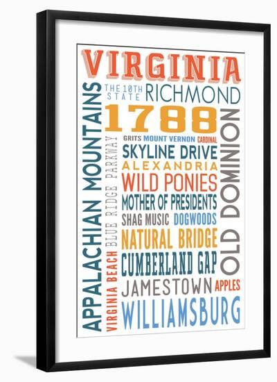 Virginia - Typography-Lantern Press-Framed Art Print