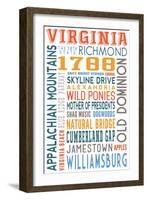 Virginia - Typography-Lantern Press-Framed Art Print