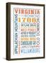 Virginia - Typography-Lantern Press-Framed Art Print