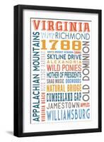 Virginia - Typography-Lantern Press-Framed Art Print