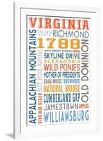 Virginia - Typography-Lantern Press-Framed Art Print