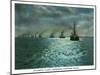 Virginia, View of the Atlantic Fleet Entering the Hampton Roads-Lantern Press-Mounted Art Print