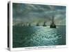 Virginia, View of the Atlantic Fleet Entering the Hampton Roads-Lantern Press-Stretched Canvas