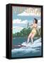 Virginia - Water Skier and Lake-Lantern Press-Framed Stretched Canvas