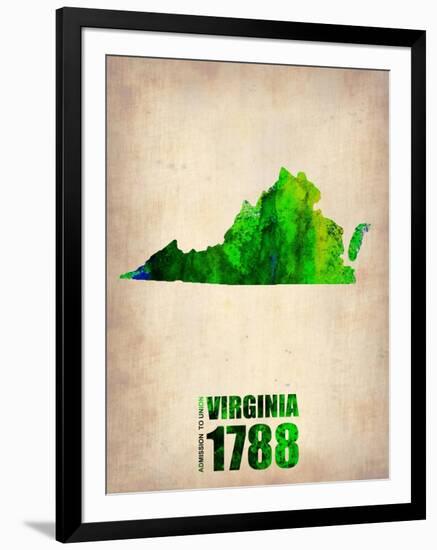 Virginia Watercolor Map-NaxArt-Framed Art Print