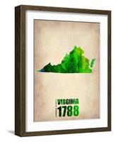 Virginia Watercolor Map-NaxArt-Framed Art Print