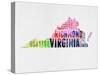 Virginia Watercolor Word Cloud-NaxArt-Stretched Canvas