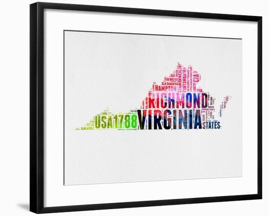Virginia Watercolor Word Cloud-NaxArt-Framed Art Print