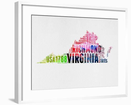 Virginia Watercolor Word Cloud-NaxArt-Framed Art Print
