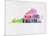 Virginia Watercolor Word Cloud-NaxArt-Mounted Art Print