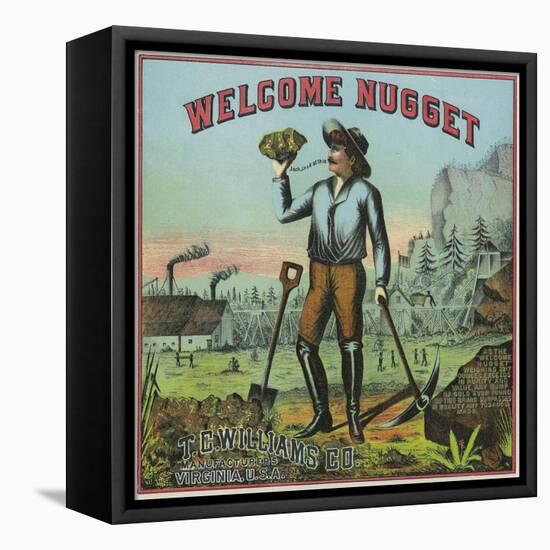 Virginia, Welcome Nugget Brand Tobacco Label-Lantern Press-Framed Stretched Canvas