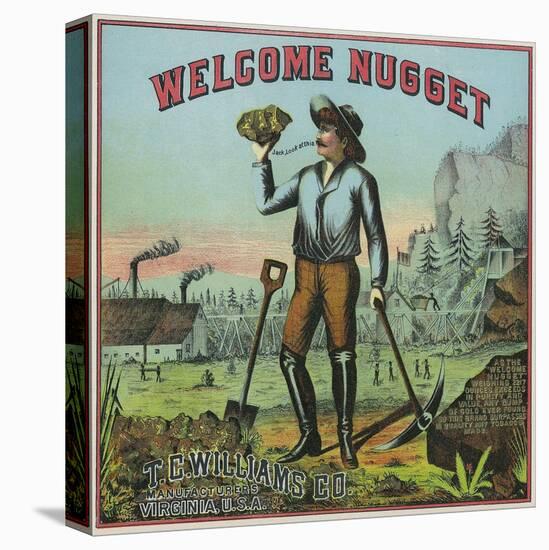 Virginia, Welcome Nugget Brand Tobacco Label-Lantern Press-Stretched Canvas