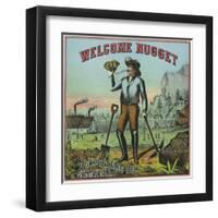 Virginia, Welcome Nugget Brand Tobacco Label-Lantern Press-Framed Art Print