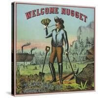 Virginia, Welcome Nugget Brand Tobacco Label-Lantern Press-Stretched Canvas