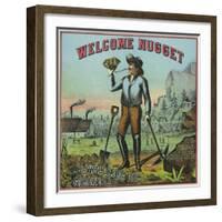 Virginia, Welcome Nugget Brand Tobacco Label-Lantern Press-Framed Art Print