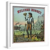 Virginia, Welcome Nugget Brand Tobacco Label-Lantern Press-Framed Art Print